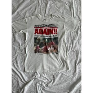 Vintage 1990 San Francisco 49ers Super Bowl XXIV T-Shirt Stedman White Large L